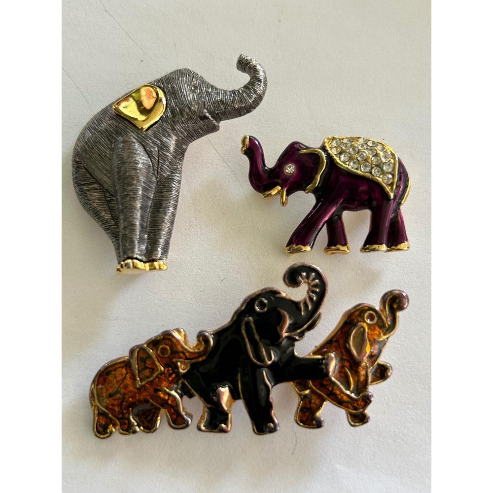 3 Lucky Elephant Brooches For $20